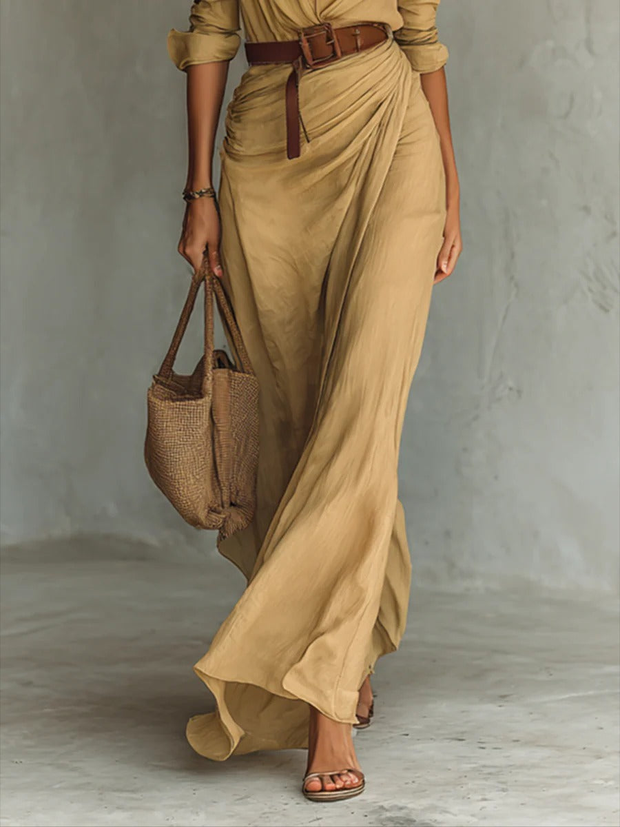 Maxi Jumpsuit med Dyb V-Hals