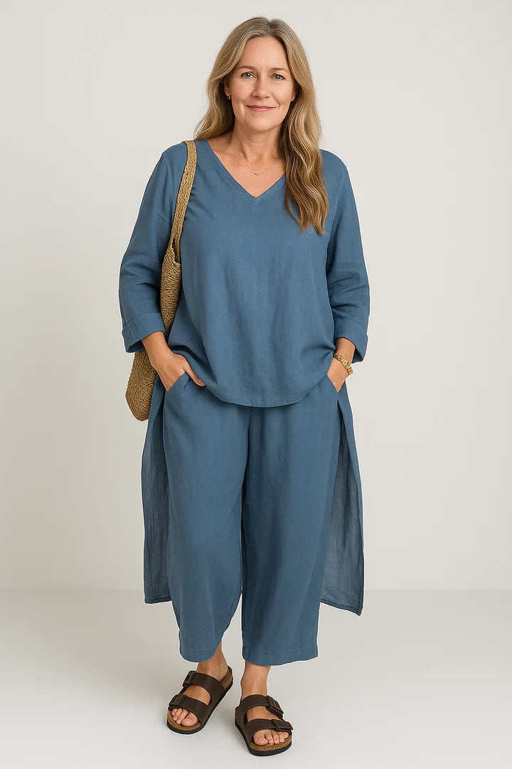 Sæt Norena | Ensfarvede & Komfortable Bukser + Matchende Top