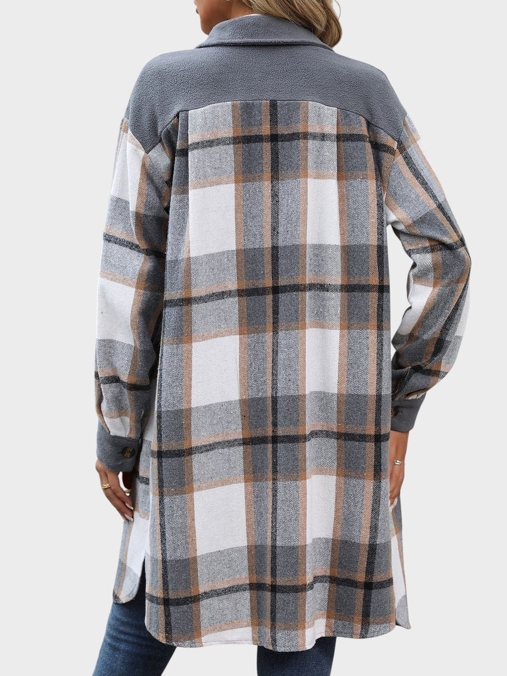 Celina | Skjorte-agtig vest med ternet mønster og lommer