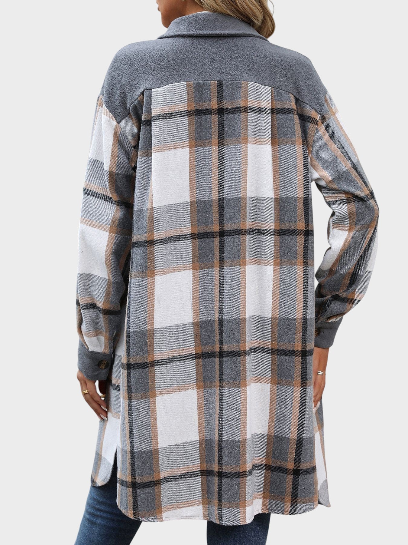 Celina | Skjorte-agtig vest med ternet mønster og lommer