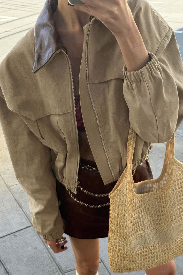 Contrast Color Loose Fit Jacket