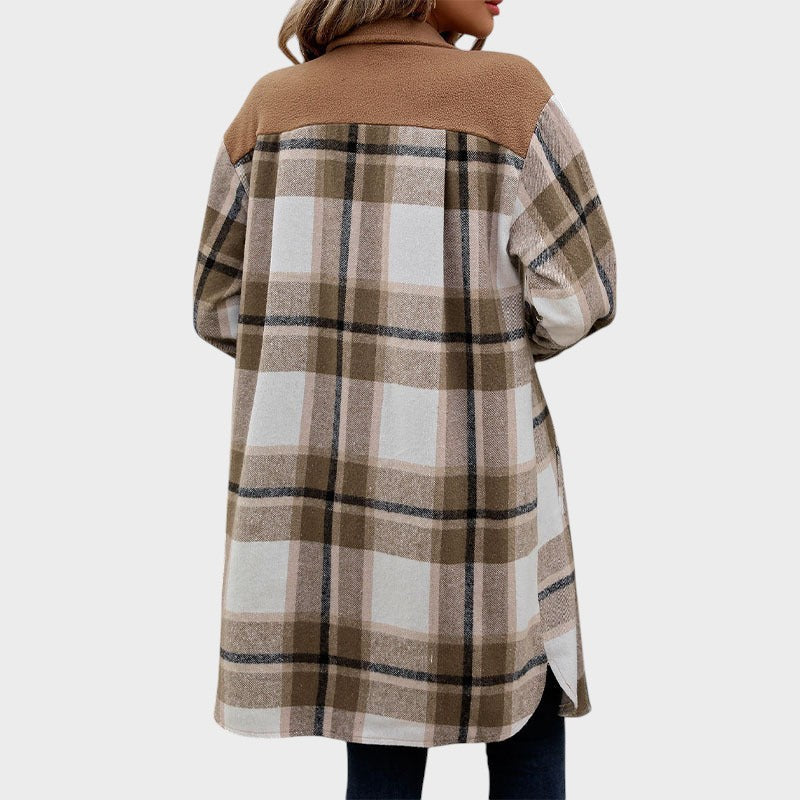 Celina | Skjorte-agtig vest med ternet mønster og lommer