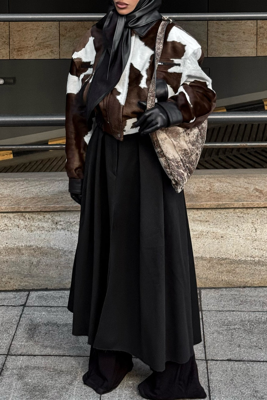 Black and White Leather Moto Jacket