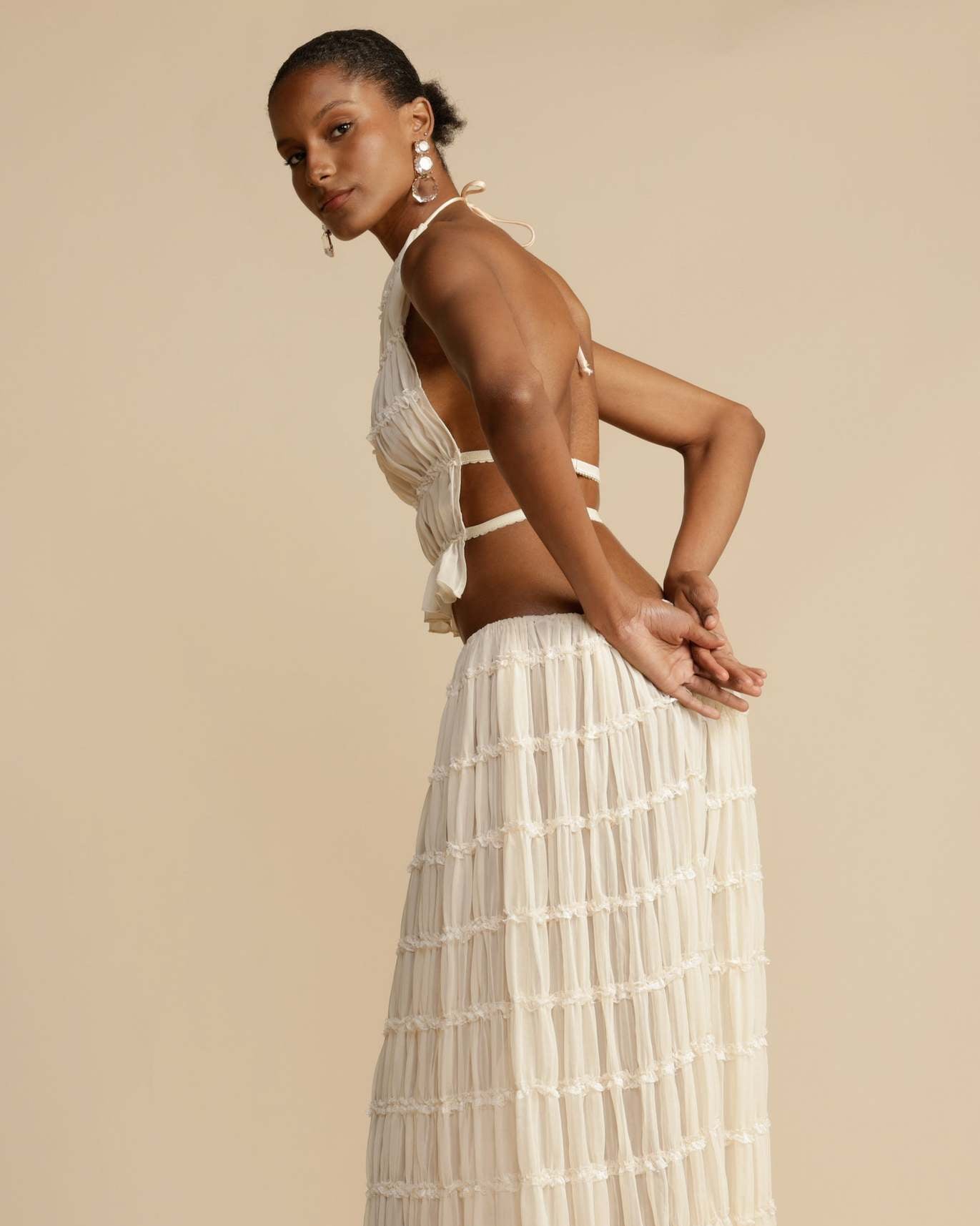 Sæt Jeanette | Haltertop + Nederdel – Let & Åndbar