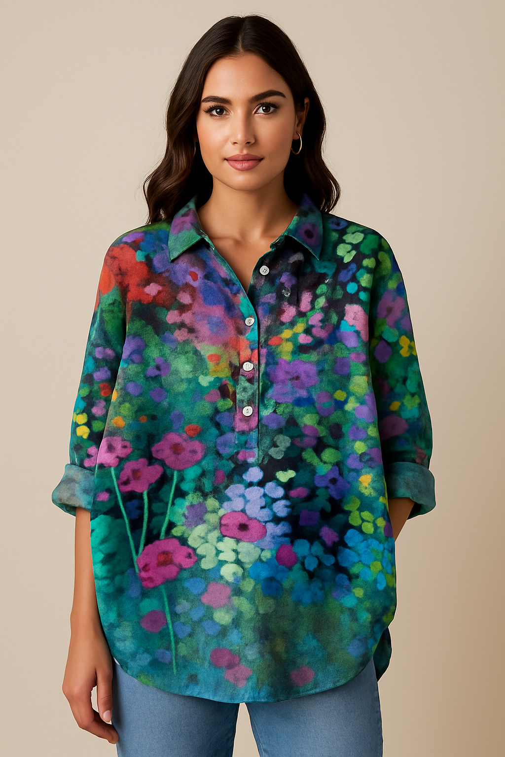 Virginia Skjorte | Levende Blomstret Knap-ned Skjorte