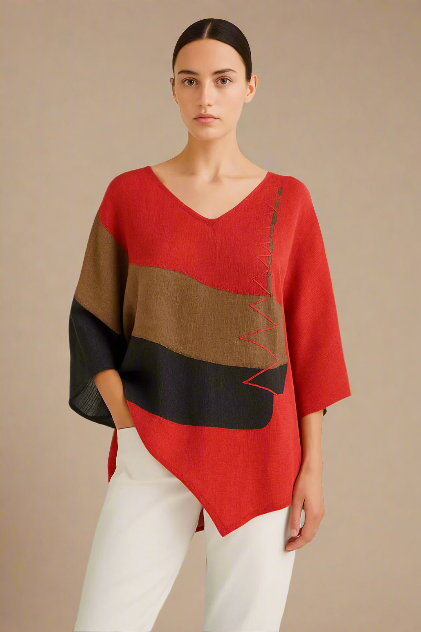 Helene | Stilfuld V-hals Color Block Top