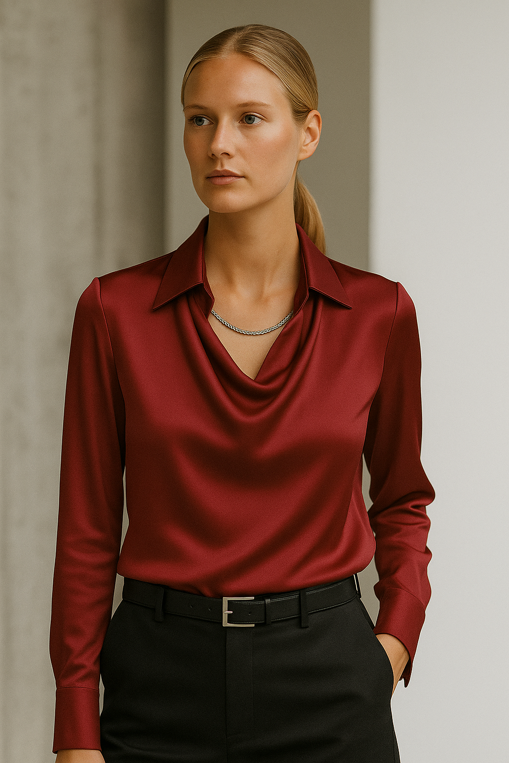 Ida Satinbluse | Tidløs Silhuet med Moderne Glans