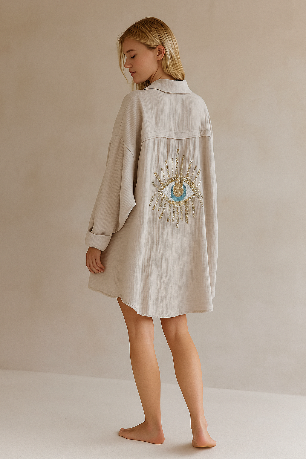 Ayline | Blå Øje Skjorte i Bomuldsgaze