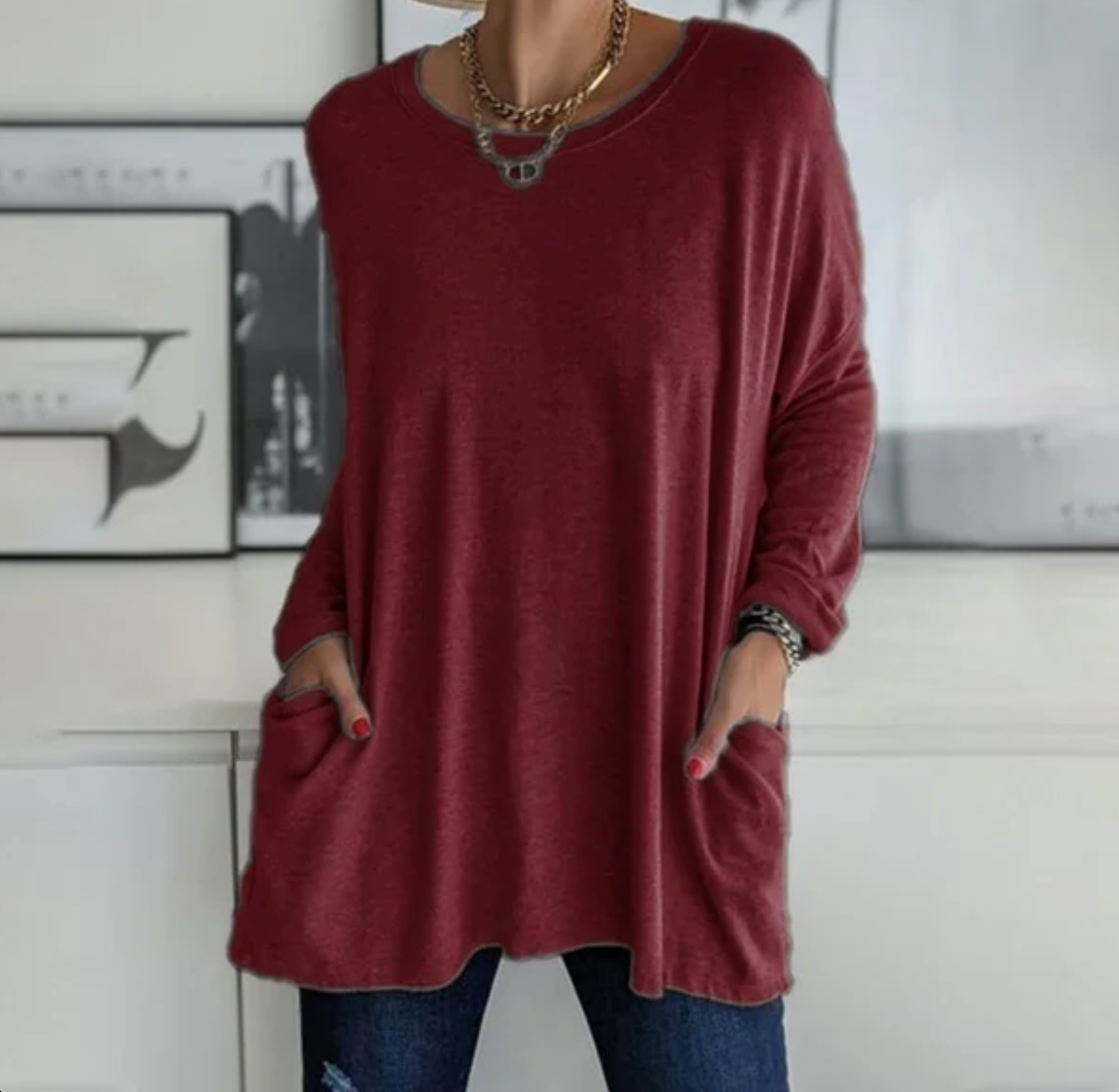 Ava™ | Casual Oversized Tunic Top med lommer