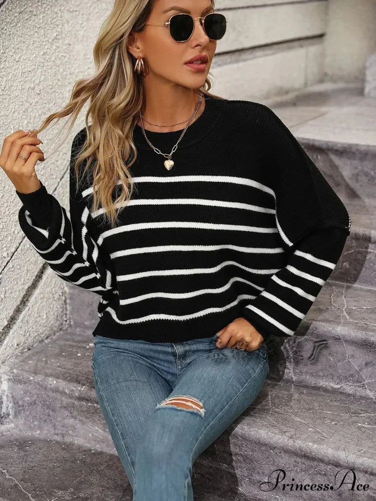 Baggy Striped Knitted Sweet Jumper