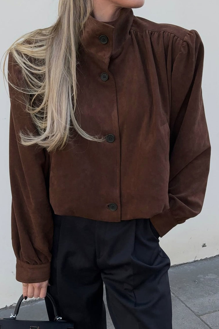 Chic Suede Style Long Sleeve Jacket
