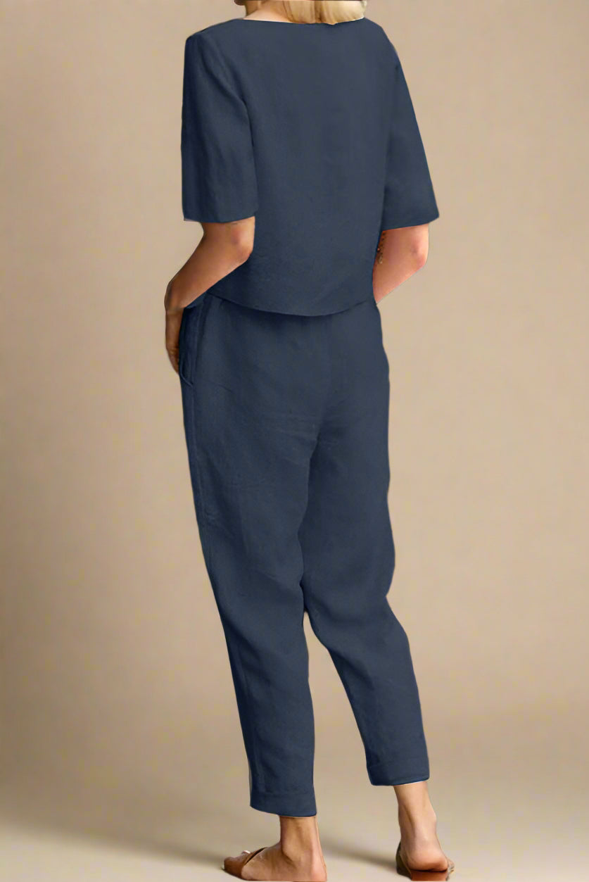 Sæt Siv | Ensfarvede & Komfortable Bukser + Matchende Top