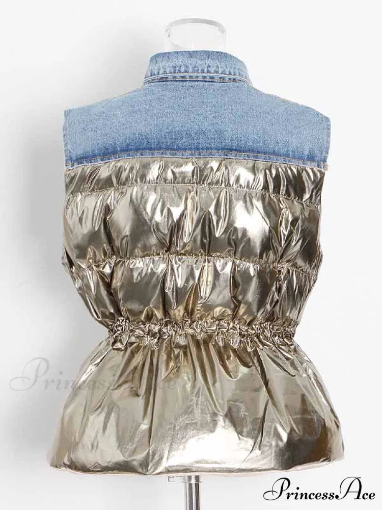 Denim Puff Graceful Sleeve Mini Dress