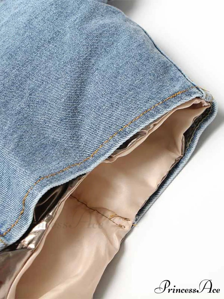 Denim Puff Graceful Sleeve Mini Dress