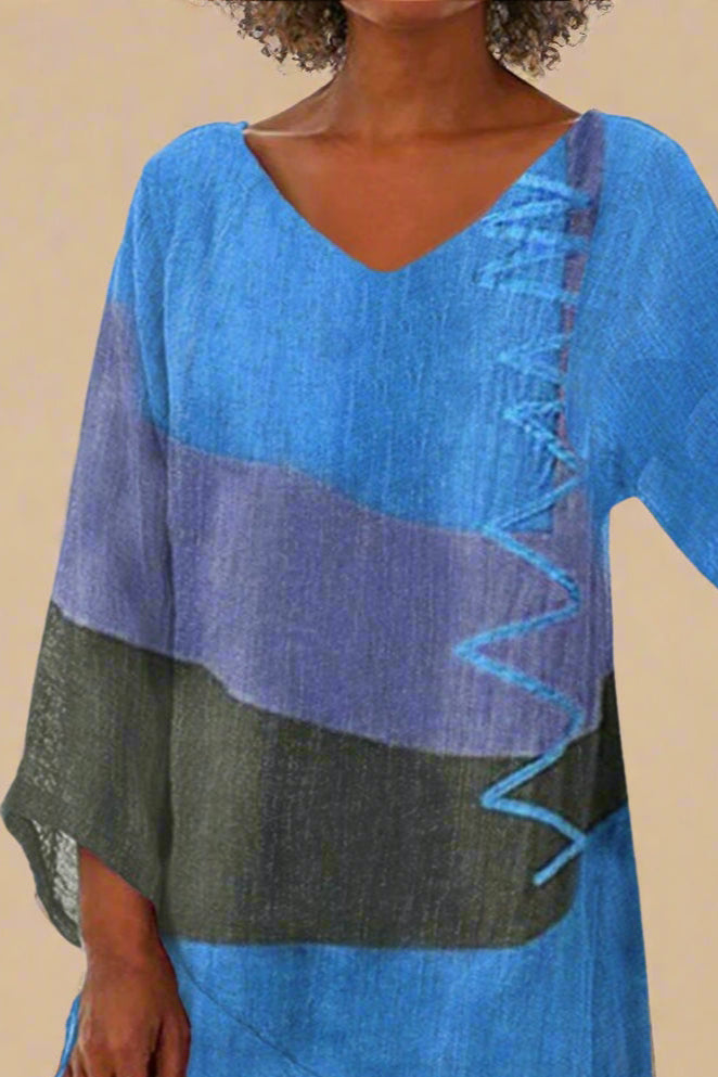 Helene | Stilfuld V-hals Color Block Top