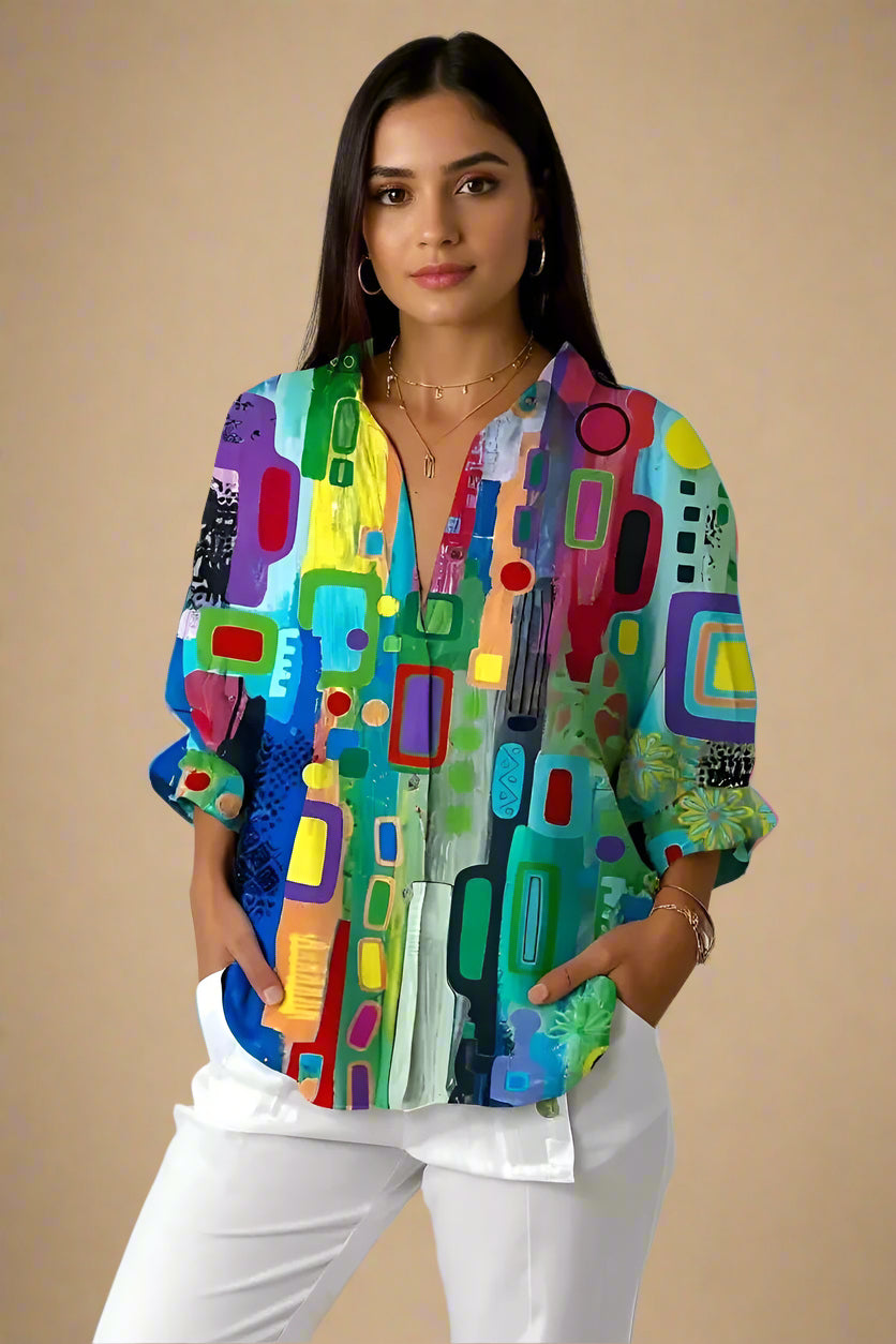 Edna | bluse med geometrisk mønster